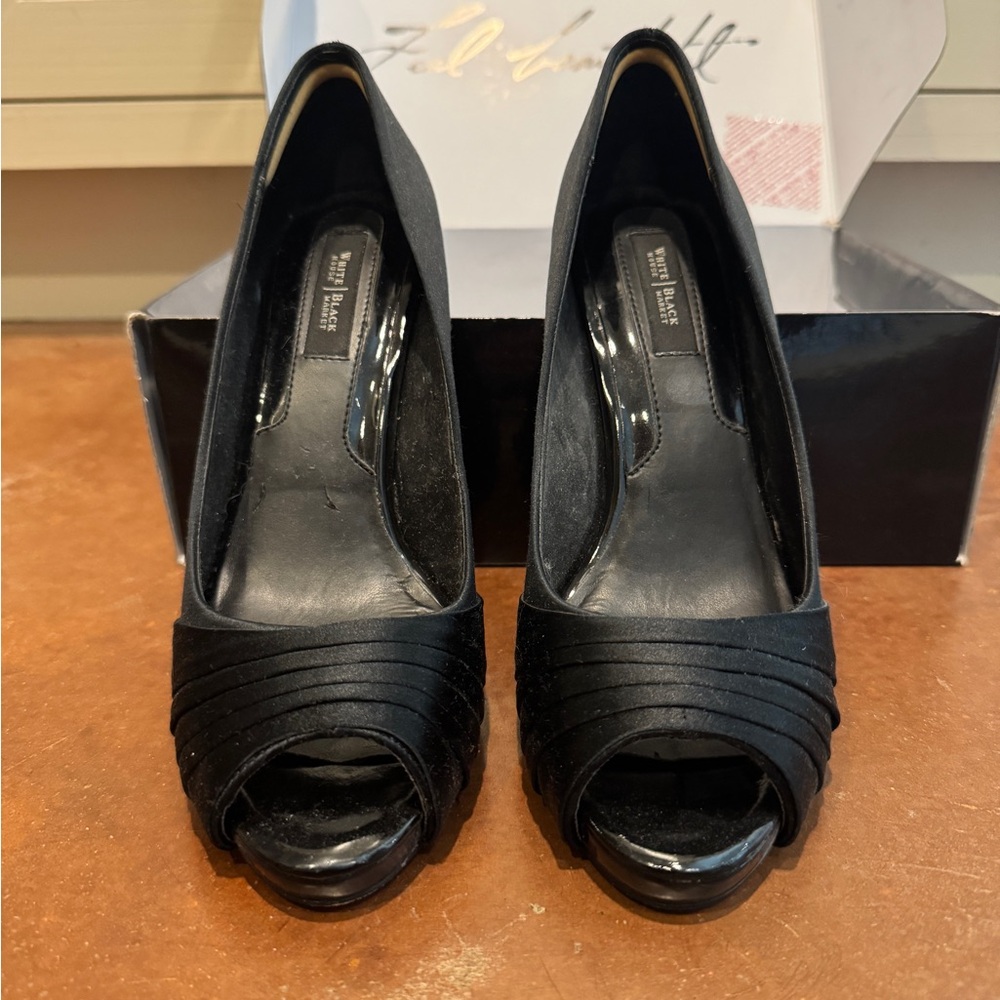 White House Black Market Black Peep Toe Heels
